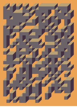 Edward Zajec 'in 1971' deki Il Cubo 'sunun uygulanması. Esasen 8 taştan oluşan bir Truchet fayans seti ve yerleştirme sanatı illüstrasyonu için kurallar