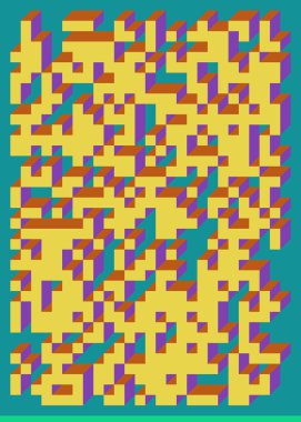 Edward Zajec 'in 1971' deki Il Cubo 'sunun uygulanması. Esasen 8 taştan oluşan bir Truchet fayans seti ve yerleştirme sanatı illüstrasyonu için kurallar