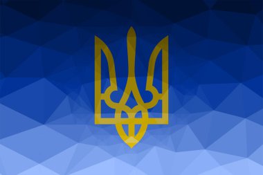 Soyut trianglifi arka planında Ukrayna arması
