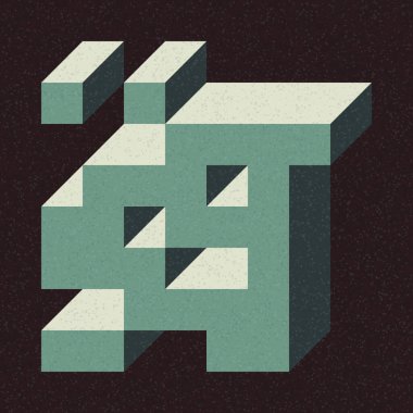 Soyut geometrik arkaplan. Edward Zajecs 2. Cubo 'nun 1971' deki uygulaması. Esasen 8 taştan oluşan bir Truchet fayans seti ve yerleştirme sanatı illüstrasyonu için kurallar 