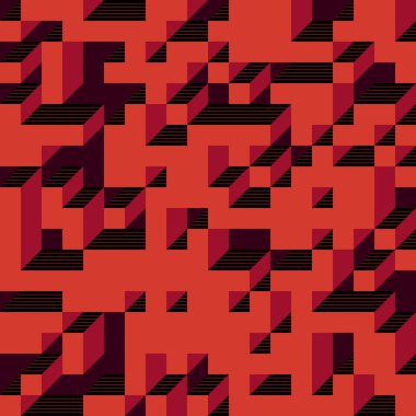 Soyut geometrik arkaplan. Edward Zajecs 2. Cubo 'nun 1971' deki uygulaması. Esasen 8 taştan oluşan bir Truchet fayans seti ve yerleştirme sanatı illüstrasyonu için kurallar 