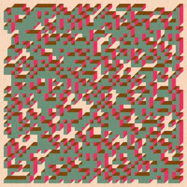 Soyut geometrik arkaplan. Edward Zajecs 2. Cubo 'nun 1971' deki uygulaması. Esasen 8 taştan oluşan bir Truchet fayans seti ve yerleştirme sanatı illüstrasyonu için kurallar 