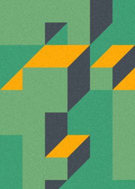 Soyut geometrik arkaplan. Edward Zajecs 2. Cubo 'nun 1971' deki uygulaması. Esasen 8 taştan oluşan bir Truchet fayans seti ve yerleştirme sanatı illüstrasyonu için kurallar 