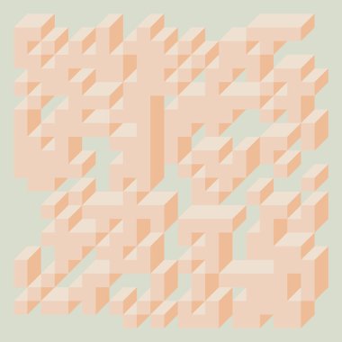 Soyut geometrik arkaplan. Edward Zajecs 2. Cubo 'nun 1971' deki uygulaması. Esasen 8 taştan oluşan bir Truchet fayans seti ve yerleştirme sanatı illüstrasyonu için kurallar 