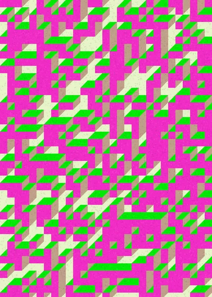 Soyut geometrik arkaplan. Edward Zajecs 2. Cubo 'nun 1971' deki uygulaması. Esasen 8 taştan oluşan bir Truchet fayans seti ve yerleştirme sanatı illüstrasyonu için kurallar 