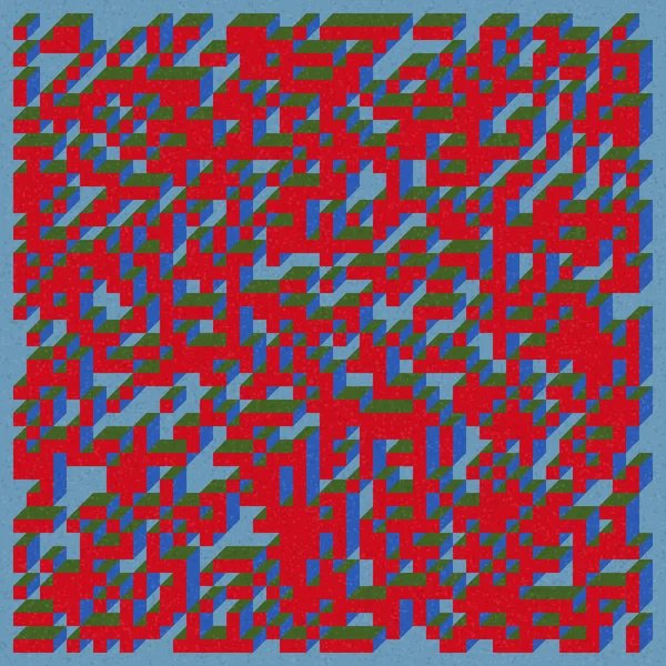 Soyut geometrik arkaplan. Edward Zajecs 2. Cubo 'nun 1971' deki uygulaması. Esasen 8 taştan oluşan bir Truchet fayans seti ve yerleştirme sanatı illüstrasyonu için kurallar 