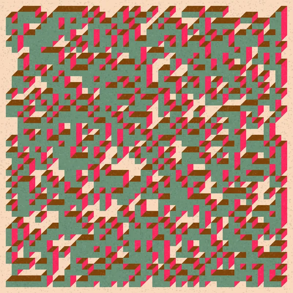 Soyut geometrik arkaplan. Edward Zajecs 2. Cubo 'nun 1971' deki uygulaması. Esasen 8 taştan oluşan bir Truchet fayans seti ve yerleştirme sanatı illüstrasyonu için kurallar 
