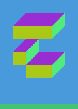 Edward Zajec 'in 1971' deki Il Cubo 'sunun uygulanması. Esasen 8 taştan oluşan bir Truchet fayans seti ve yerleştirme sanatı illüstrasyonu için kurallar