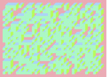 Edward Zajecs 2. Cubo 'nun 1971' deki uygulaması. Esasen 8 taştan oluşan bir Truchet fayans seti ve yerleştirme sanatı illüstrasyonu için kurallar 