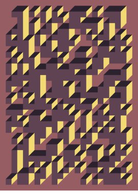 Edward Zajec 'in 1971' deki Il Cubo 'sunun uygulanması. Esasen 8 taştan oluşan bir Truchet fayans seti ve yerleştirme sanatı illüstrasyonu için kurallar