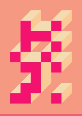 Edward Zajec 'in 1971' deki Il Cubo 'sunun uygulanması. Esasen 8 taştan oluşan bir Truchet fayans seti ve yerleştirme sanatı illüstrasyonu için kurallar