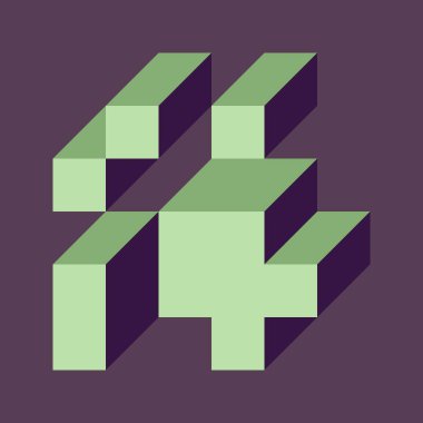 Edward Zajec 'in 1971' deki Il Cubo 'sunun uygulanması. Esasen 8 taştan oluşan bir Truchet fayans seti ve yerleştirme sanatı illüstrasyonu için kurallar