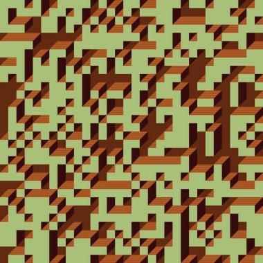 Soyut geometrik arkaplan. Edward Zajecs 2. Cubo 'nun 1971' deki uygulaması. Esasen 8 taştan oluşan bir Truchet fayans seti ve yerleştirme sanatı illüstrasyonu için kurallar 