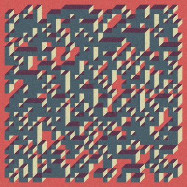 Soyut geometrik arkaplan. Edward Zajecs 2. Cubo 'nun 1971' deki uygulaması. Esasen 8 taştan oluşan bir Truchet fayans seti ve yerleştirme sanatı illüstrasyonu için kurallar 