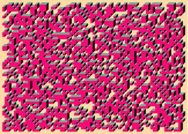 Edward Zajecs 2. Cubo 'nun 1971' deki uygulaması. Esasen 8 taştan oluşan bir Truchet fayans seti ve yerleştirme sanatı illüstrasyonu için kurallar 