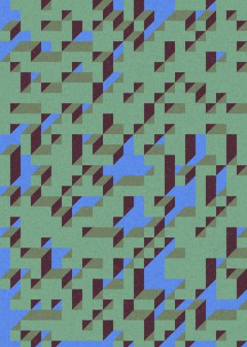 Soyut geometrik arkaplan. Edward Zajecs 2. Cubo 'nun 1971' deki uygulaması. Esasen 8 taştan oluşan bir Truchet fayans seti ve yerleştirme sanatı illüstrasyonu için kurallar 