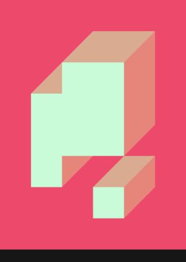 Edward Zajec 'in 1971' deki Il Cubo 'sunun uygulanması. Esasen 8 taştan oluşan bir Truchet fayans seti ve yerleştirme sanatı illüstrasyonu için kurallar