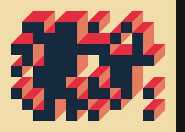 Edward Zajecs 2. Cubo 'nun 1971' deki uygulaması. Esasen 8 taştan oluşan bir Truchet fayans seti ve yerleştirme sanatı illüstrasyonu için kurallar 