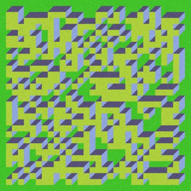 Edward Zajecs 2. Cubo 'nun 1971' deki uygulaması. Esasen 8 taştan oluşan bir Truchet fayans seti ve yerleştirme sanatı illüstrasyonu için kurallar  