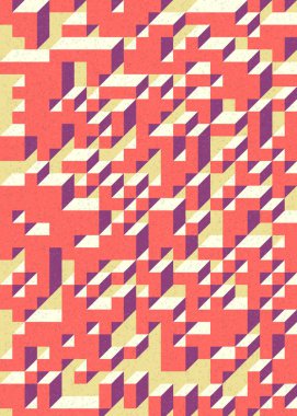 Soyut geometrik arkaplan. Edward Zajecs 2. Cubo 'nun 1971' deki uygulaması. Esasen 8 taştan oluşan bir Truchet fayans seti ve yerleştirme sanatı illüstrasyonu için kurallar 