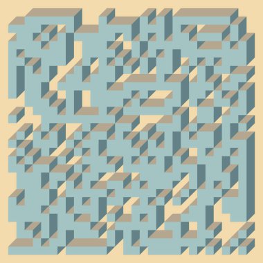 Edward Zajec 'in 1971' deki Il Cubo 'sunun uygulanması. Esasen 8 taştan oluşan bir Truchet fayans seti ve yerleştirme sanatı illüstrasyonu için kurallar