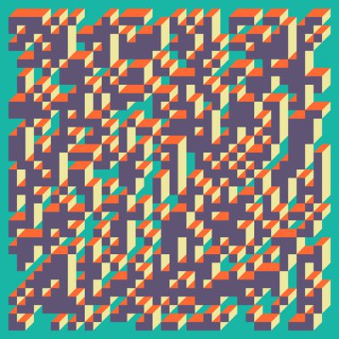 Soyut geometrik arkaplan. Edward Zajecs 2. Cubo 'nun 1971' deki uygulaması. Esasen 8 taştan oluşan bir Truchet fayans seti ve yerleştirme sanatı illüstrasyonu için kurallar 