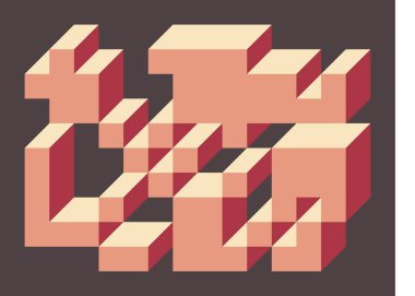 Edward Zajecs 2. Cubo 'nun 1971' deki uygulaması. Esasen 8 taştan oluşan bir Truchet fayans seti ve yerleştirme sanatı illüstrasyonu için kurallar  