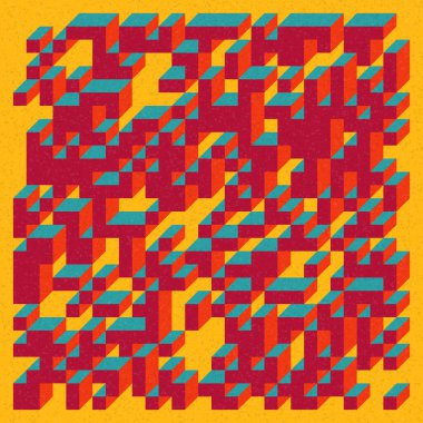 Soyut geometrik arkaplan. Edward Zajecs 2. Cubo 'nun 1971' deki uygulaması. Esasen 8 taştan oluşan bir Truchet fayans seti ve yerleştirme sanatı illüstrasyonu için kurallar 