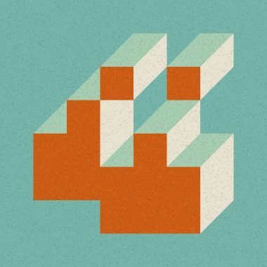 Soyut geometrik arkaplan. Edward Zajecs 2. Cubo 'nun 1971' deki uygulaması. Esasen 8 taştan oluşan bir Truchet fayans seti ve yerleştirme sanatı illüstrasyonu için kurallar 