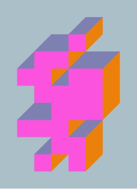 Edward Zajec 'in 1971' deki Il Cubo 'sunun uygulanması. Esasen 8 taştan oluşan bir Truchet fayans seti ve yerleştirme sanatı illüstrasyonu için kurallar