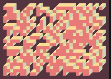 Edward Zajecs 2. Cubo 'nun 1971' deki uygulaması. Esasen 8 taştan oluşan bir Truchet fayans seti ve yerleştirme sanatı illüstrasyonu için kurallar  