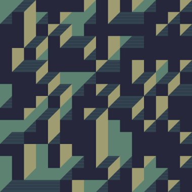 Soyut geometrik arkaplan. Edward Zajecs 2. Cubo 'nun 1971' deki uygulaması. Esasen 8 taştan oluşan bir Truchet fayans seti ve yerleştirme sanatı illüstrasyonu için kurallar 