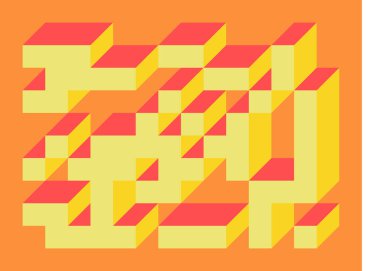 Edward Zajecs 2. Cubo 'nun 1971' deki uygulaması. Esasen 8 taştan oluşan bir Truchet fayans seti ve yerleştirme sanatı illüstrasyonu için kurallar  