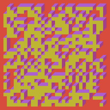 Soyut geometrik arkaplan. Edward Zajecs 2. Cubo 'nun 1971' deki uygulaması. Esasen 8 taştan oluşan bir Truchet fayans seti ve yerleştirme sanatı illüstrasyonu için kurallar 