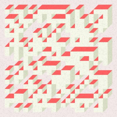 Soyut geometrik arkaplan. Edward Zajecs 2. Cubo 'nun 1971' deki uygulaması. Esasen 8 taştan oluşan bir Truchet fayans seti ve yerleştirme sanatı illüstrasyonu için kurallar 