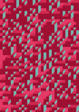 Soyut geometrik arkaplan. Edward Zajecs 2. Cubo 'nun 1971' deki uygulaması. Esasen 8 taştan oluşan bir Truchet fayans seti ve yerleştirme sanatı illüstrasyonu için kurallar 