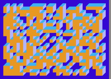 Edward Zajec 'in 1971' deki Il Cubo 'sunun uygulanması. Esasen 8 taştan oluşan bir Truchet fayans seti ve yerleştirme sanatı illüstrasyonu için kurallar