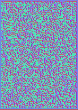 Edward Zajec 'in 1971' deki Il Cubo 'sunun uygulanması. Esasen 8 taştan oluşan bir Truchet fayans seti ve yerleştirme sanatı illüstrasyonu için kurallar