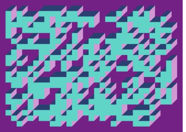 Edward Zajecs 2. Cubo 'nun 1971' deki uygulaması. Esasen 8 taştan oluşan bir Truchet fayans seti ve yerleştirme sanatı illüstrasyonu için kurallar  