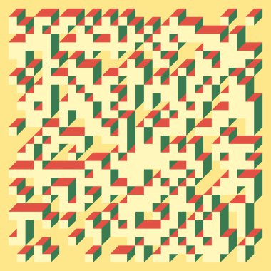 Soyut geometrik arkaplan. Edward Zajecs 2. Cubo 'nun 1971' deki uygulaması. Esasen 8 taştan oluşan bir Truchet fayans seti ve yerleştirme sanatı illüstrasyonu için kurallar 