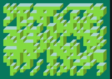 Edward Zajecs 2. Cubo 'nun 1971' deki uygulaması. Esasen 8 taştan oluşan bir Truchet fayans seti ve yerleştirme sanatı illüstrasyonu için kurallar  