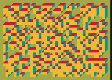 Edward Zajec 'in 1971' deki Il Cubo 'sunun uygulanması. Esasen 8 taştan oluşan bir Truchet fayans seti ve yerleştirme sanatı illüstrasyonu için kurallar