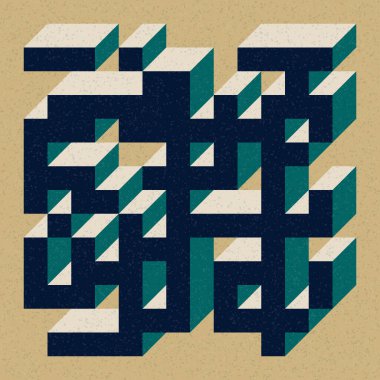 Edward Zajecs 2. Cubo 'nun 1971' deki uygulaması. Esasen 8 taştan oluşan bir Truchet fayans seti ve yerleştirme sanatı illüstrasyonu için kurallar  