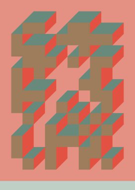 Edward Zajec 'in 1971' deki Il Cubo 'sunun uygulanması. Esasen 8 taştan oluşan bir Truchet fayans seti ve yerleştirme sanatı illüstrasyonu için kurallar