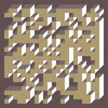 Soyut geometrik arkaplan. Edward Zajecs 2. Cubo 'nun 1971' deki uygulaması. Esasen 8 taştan oluşan bir Truchet fayans seti ve yerleştirme sanatı illüstrasyonu için kurallar 