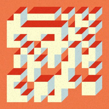 Soyut geometrik arkaplan. Edward Zajecs 2. Cubo 'nun 1971' deki uygulaması. Esasen 8 taştan oluşan bir Truchet fayans seti ve yerleştirme sanatı illüstrasyonu için kurallar 