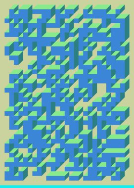 Edward Zajec 'in 1971' deki Il Cubo 'sunun uygulanması. Esasen 8 taştan oluşan bir Truchet fayans seti ve yerleştirme sanatı illüstrasyonu için kurallar