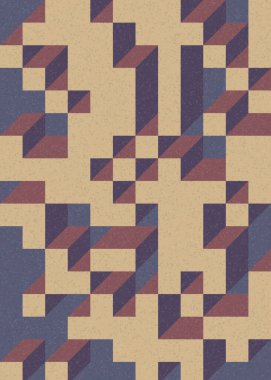 Soyut geometrik arkaplan. Edward Zajecs 2. Cubo 'nun 1971' deki uygulaması. Esasen 8 taştan oluşan bir Truchet fayans seti ve yerleştirme sanatı illüstrasyonu için kurallar 