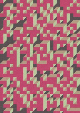 Soyut geometrik arkaplan. Edward Zajecs 2. Cubo 'nun 1971' deki uygulaması. Esasen 8 taştan oluşan bir Truchet fayans seti ve yerleştirme sanatı illüstrasyonu için kurallar 