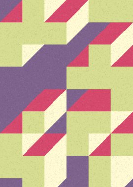 Soyut geometrik arkaplan. Edward Zajecs 2. Cubo 'nun 1971' deki uygulaması. Esasen 8 taştan oluşan bir Truchet fayans seti ve yerleştirme sanatı illüstrasyonu için kurallar 